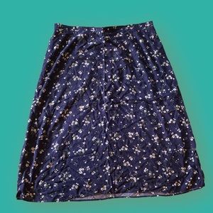 Navy & floral midi skirt